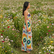 Peace & Love - Multi Color Tie-dye Side Cut-Out Spaghetti Strap Maxi Dress