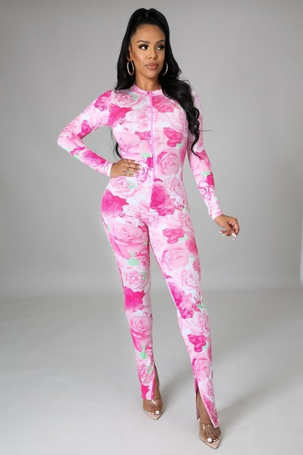 "In Bloom" - Pink Roses Jumpsuit - (B'Luxe Clothing Boutique Favorite!)