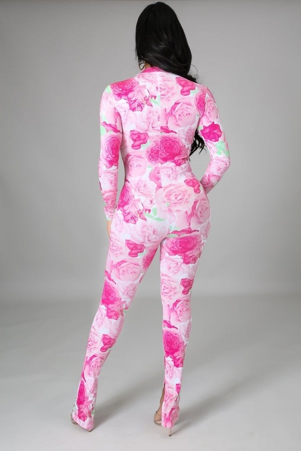 "In Bloom" - Pink Roses Jumpsuit - (B'Luxe Clothing Boutique Favorite!)