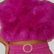 The Feather Luxe Collection - Feather Embellished Pant Set (Hot Pink)