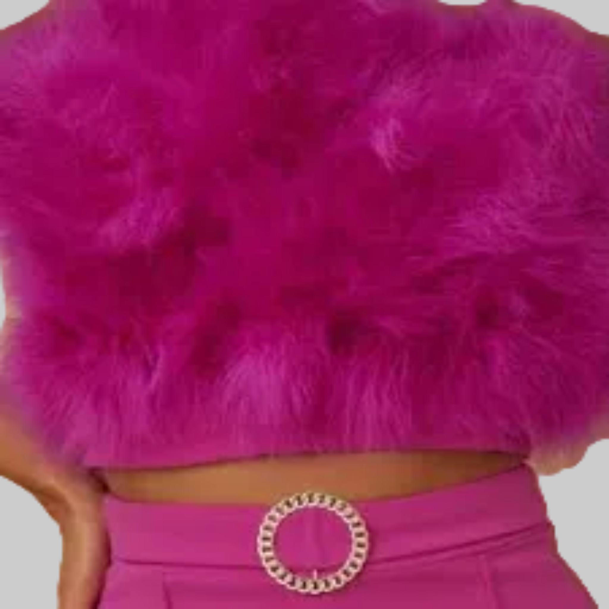 The Feather Luxe Collection - Feather Embellished Pant Set (Hot Pink)