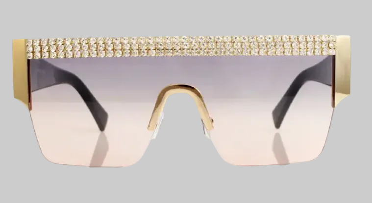 Lunettes de soleil à monture carrée ornée de strass (4 couleurs disponibles !) (Coup de cœur de la boutique B'Luxe Clothing !)