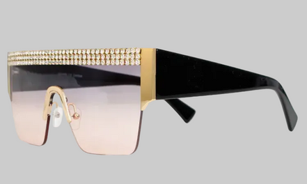 Lunettes de soleil à monture carrée ornée de strass (4 couleurs disponibles !) (Coup de cœur de la boutique B'Luxe Clothing !)