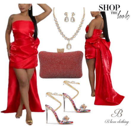 Adoptez le look ! - Robe mini en satin à nœud, traîne et accessoires