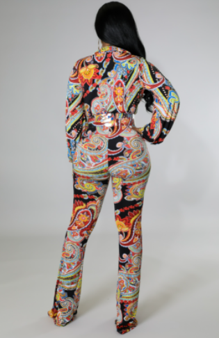 Combinaison pantalon à taille haute et imprimé cachemire (ceinture transparente à boucle dorée incluse) (Coup de cœur de la boutique B'Luxe Clothing !)