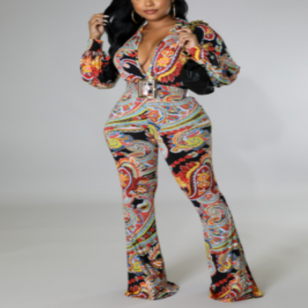 Combinaison pantalon à taille haute et imprimé cachemire (ceinture transparente à boucle dorée incluse) (Coup de cœur de la boutique B'Luxe Clothing !)