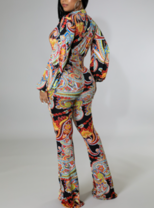 Combinaison pantalon à taille haute et imprimé cachemire (ceinture transparente à boucle dorée incluse) (Coup de cœur de la boutique B'Luxe Clothing !)