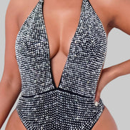 Body con cuello halter y diamantes de imitación