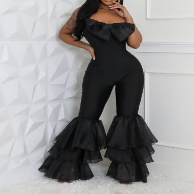 Mono sin tirantes con lazo y volantes