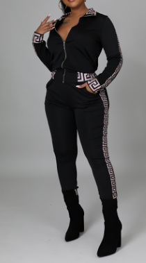 The "Geometric Luxe" Collection - Geometric Trim Jogger Set