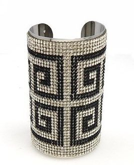 The "Geometric Luxe" Collection - Rhinestone Embellished Geometric Print Cuff Bracelet (B'Luxe Clothing Boutique Favorite!)