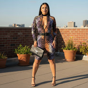 Snakeskin Print Ruched Romper