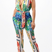 Combinaison-pantalon à imprimé tropical ceinturée « Somewhere In Paradise »
