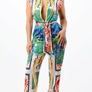 Combinaison-pantalon à imprimé tropical ceinturée « Somewhere In Paradise »