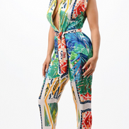 Combinaison-pantalon à imprimé tropical ceinturée « Somewhere In Paradise »