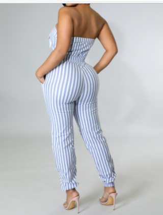 Strapless Striped Jumpsuit