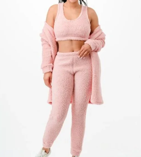 Three Piece Teddy Fleece Leisure Set