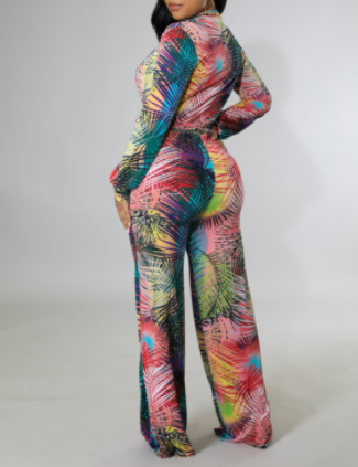 "The Vacay Set" - Wide Leg Tropical Print Set With Front Tie Top (B'Luxe Clothing Boutique Favorite!)