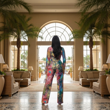 "El conjunto Vacay": conjunto de pierna ancha con estampado tropical y lazo en la parte delantera (¡el favorito de B'Luxe Clothing Boutique!)