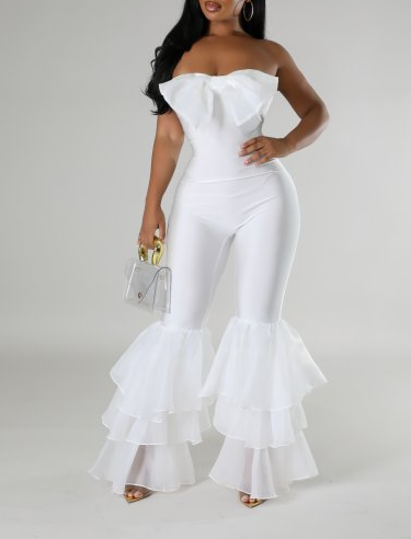 Combinaison bustier ornée d'un nœud et de volants (2 en stock !)