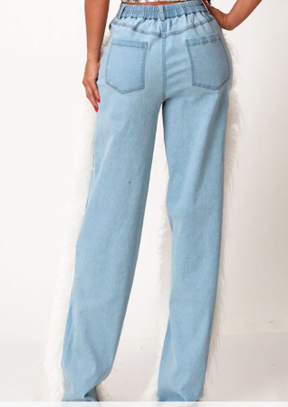 "Let It Snow" - White Faux Fur Jeans (Pre-Order Item) (Ships 1/14/26)