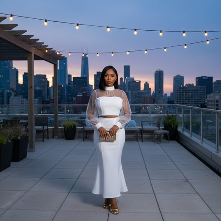 Class Act - Sheer Sleeve Maxi Skirt Set