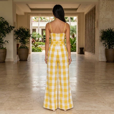 Sunny Days Are Always Better - Checkered Printed Jumpsuit