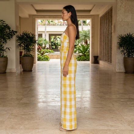 Sunny Days Are Always Better - Checkered Printed Jumpsuit