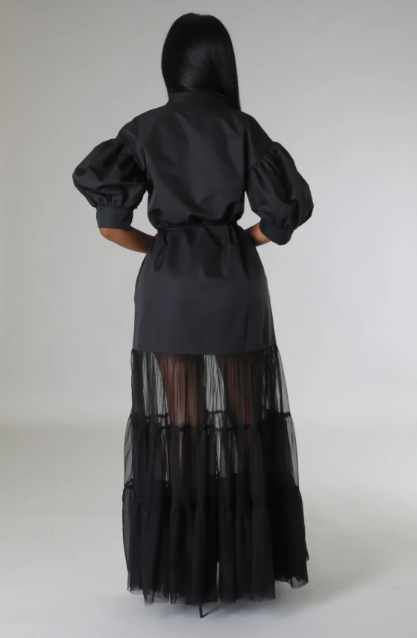 Brunch With The Girls - Tulle Embellished Maxi Dress