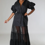 Brunch With The Girls - Tulle Embellished Maxi Dress