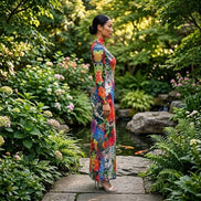 Floral Extravaganza - Floral Print Sheer Maxi Dress