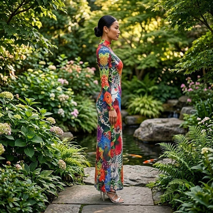 Floral Extravaganza - Floral Print Sheer Maxi Dress