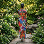 Floral Extravaganza - Floral Print Sheer Maxi Dress