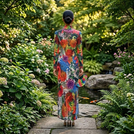 Floral Extravaganza - Floral Print Sheer Maxi Dress