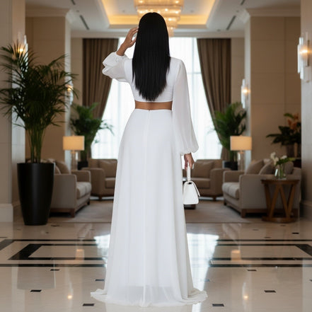 Love Affair - Side Cut-Out Maxi Dress With Side Floor Length Trains