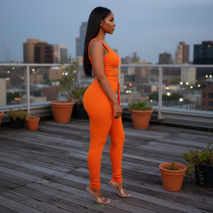 "Orange Luxe" - Two-Piece Legging Set