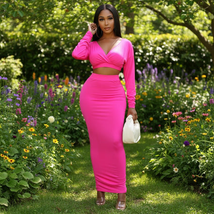 Waiting For Spring - Off Shoulder Maxi Skirt Set