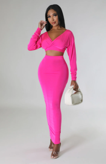 Waiting For Spring - Off Shoulder Maxi Skirt Set