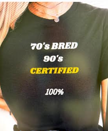 "70's Bred 90's Certified" Unisex T-Shirt (Black, White & Gold)