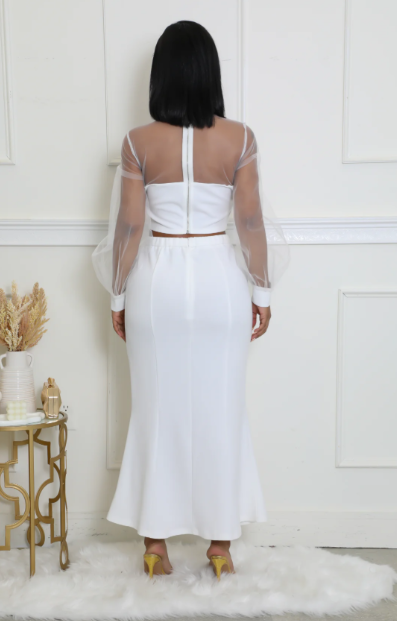 Class Act - Sheer Sleeve Maxi Skirt Set