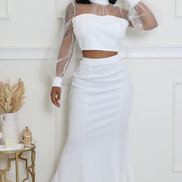 Class Act - Sheer Sleeve Maxi Skirt Set