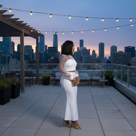 Class Act - Sheer Sleeve Maxi Skirt Set