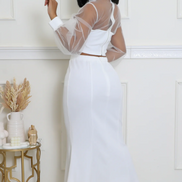 Class Act - Sheer Sleeve Maxi Skirt Set
