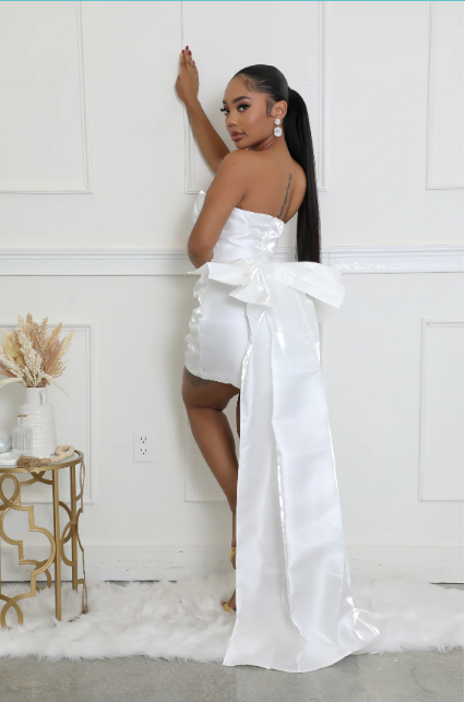 Bow Embellished Mini Dress